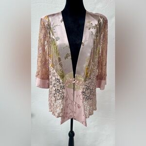 Spencer Alexis Jacket 2X mixed lace /patchwork, satin trim ,  vintage , fairy